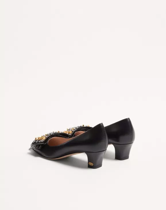 Valentino Bowow Pump In Kidskin With Studs 45Mm - Image 4